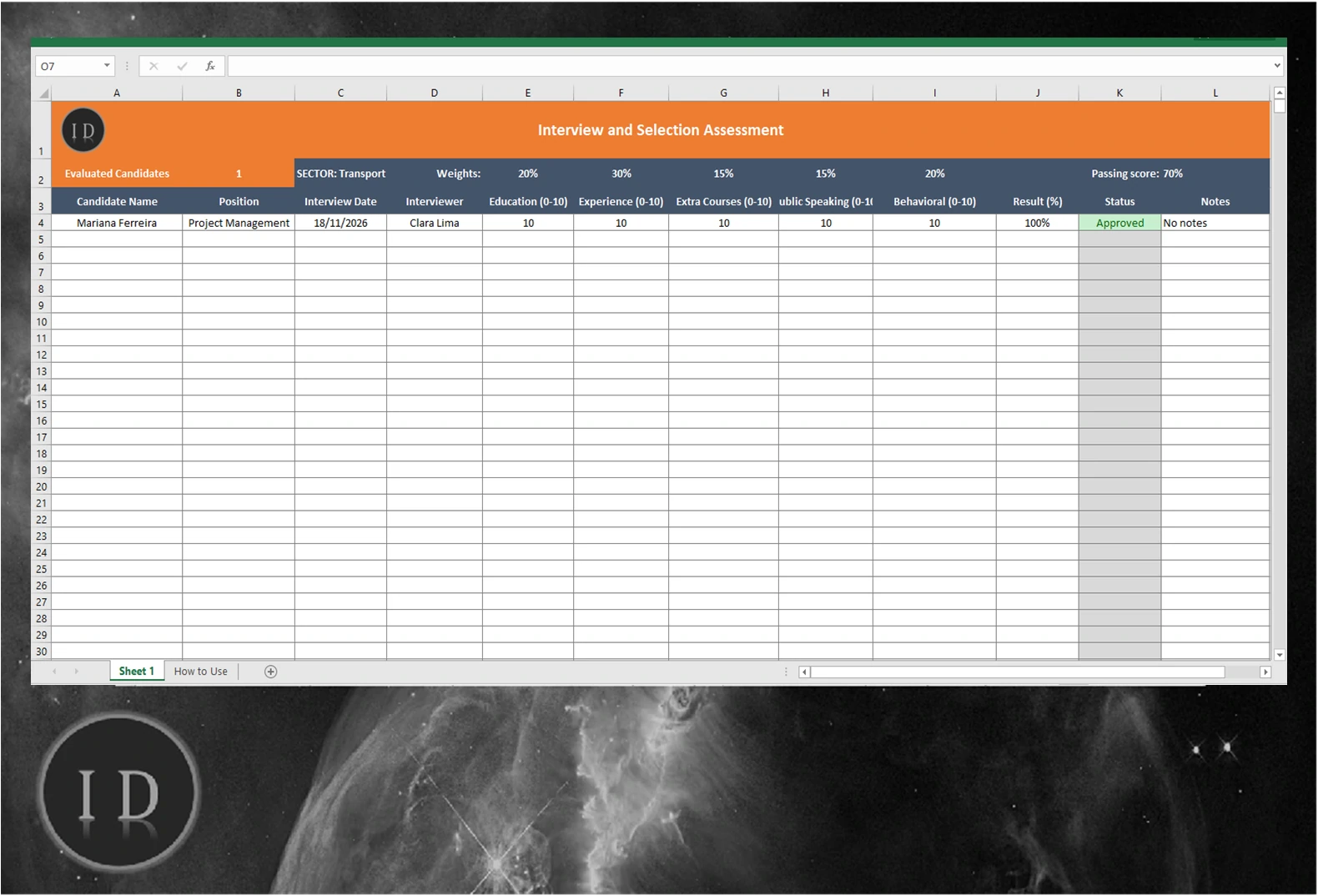 Interview and Selection Evaluation Spreadsheet - HR