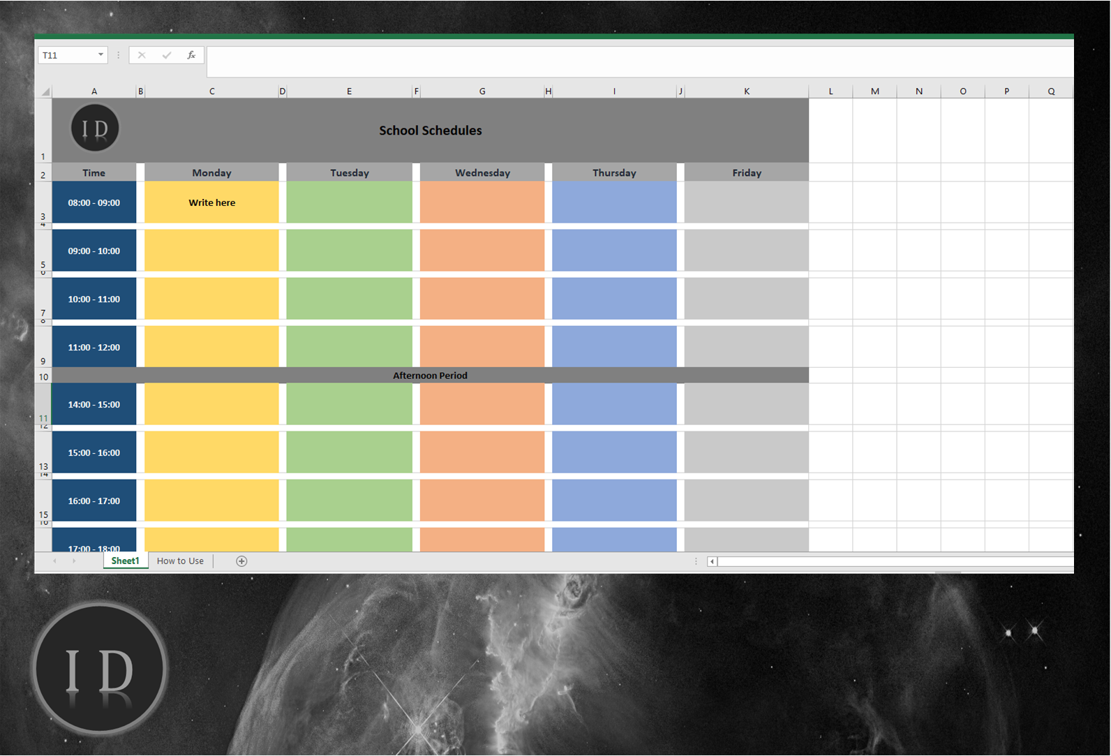 School Schedule and Study Routine Spreadsheet