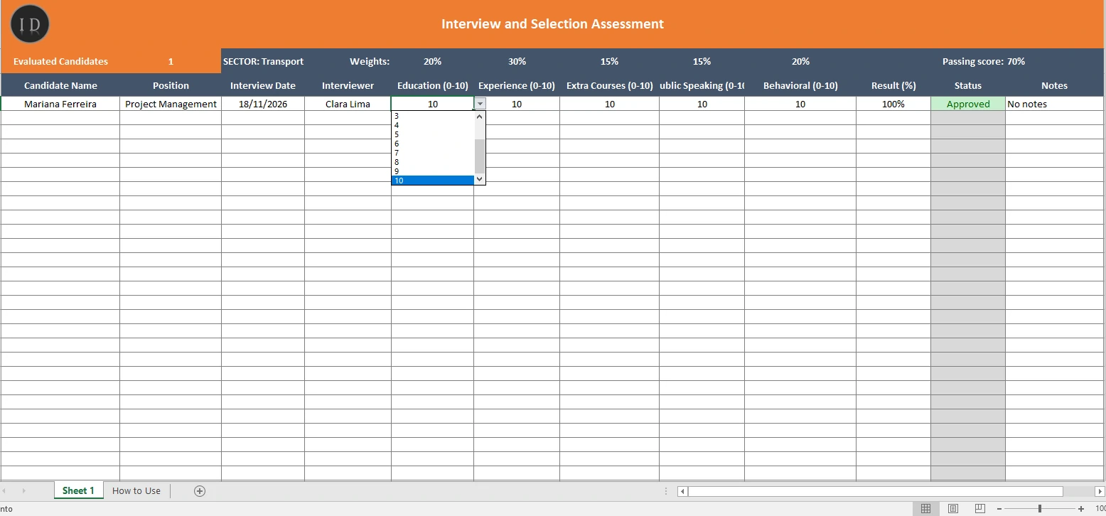Interview And Selection Evaluation Assessment